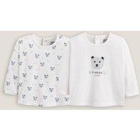 Pack of 2 T-Shirts in Bear Print with Long Sleeves