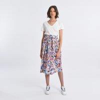 Floral Print Midi Skirt with Tie-Waist