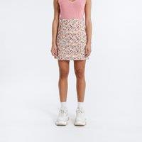 Heart Print Mini Skirt in Cotton with Buttoned Front
