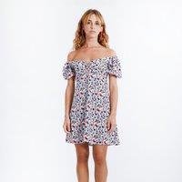 Printed Mini Dress with Short Puff Sleeves