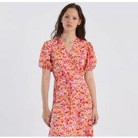 Printed Maxi Dress with Short Puff Sleeves