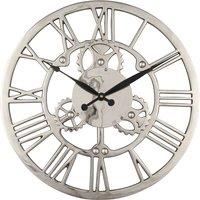 46cm Shiny Nickel Cog Design Round Wall Clock