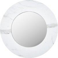 80cm White Marble Veneer Round Wall Mirror