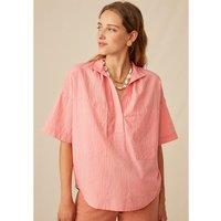 Striped Cotton Blouse with Short Sleeves
