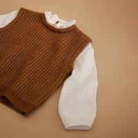Chunky Knit Overlay Jumper with Crew Neck