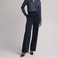 Cotton Corduroy Trousers with Wide Leg, Length 31.5"
