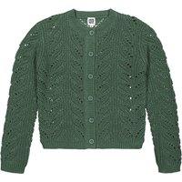 Chunky Openwork Knit Cardigan with Button Fastening