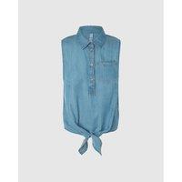 Sleeveless Tie-Hem Blouse