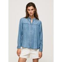 Denim Mandarin Collar Blouse