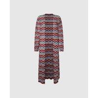 Recycled Long Cardigan in Zigzag Print