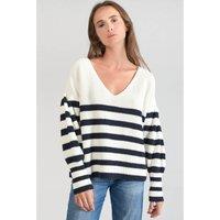 Breton Striped Cotton Jumper with V-Neck