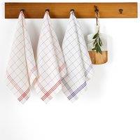 Set of 3 Colas Checked Cotton & Linen Kitchen Towels