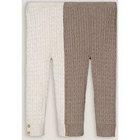 Pack of 2 Leggings in Cotton Mix Cable Knit