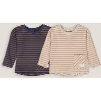 Pack of 2 T-Shirts in Striped Print with Long Sleeves