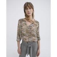 Printed V-Neck Blouse with Long Sleeves