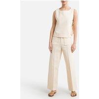Tishka Cotton Sleeveless Blouse with a Scoop Neck