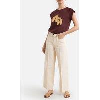 Valentina Cotton/Linen T-Shirt with Crew Neck and Short Sleeves