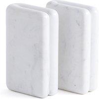 Set of 2 Scafi White Marble Bookends