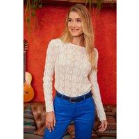 Cotton Openwork Knit Jumper with Boat Neck