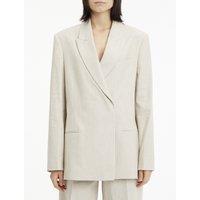 Relaxed Double-Breasted Blazer in Linen Mix