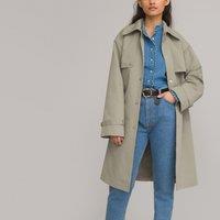 Cotton Mix Trench Coat with Press-Stud Fastening