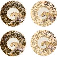 Set of 4 Stoneware Leopard Dishes