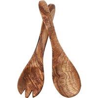 Olive Wood Flat Salad Servers