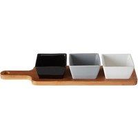 4-Piece Bamboo Serving Board & Dishes Set