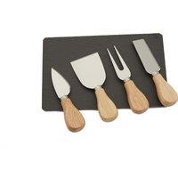 4-Piece Slate Cheese Board & Knives Set