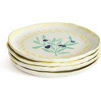 Set of 4 Capria Olive Branch Sandstone Dessert Plates