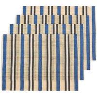 Set of 4 Retan Striped Rectangular Bamboo Placemats