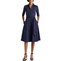 Mid-Length Shirt Dress in Cotton Mix with 3/4 Length Sleeves