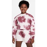 Printed Cotton Cropped Sweatshirt with Crew Neck