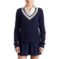 Cotton Cable Knit Jumper with V-Neck
