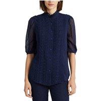 High Neck Blouse with Sheer Puff Sleeves