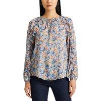 Floral Tie-Neck Blouse with Long Sleeves