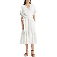 Linen Wrapover Midi Dress