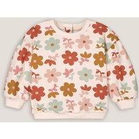 Floral Print Cotton Sweatshirt with Crew Neck