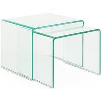 Set of 2 Cristalline Tempered Glass Side Tables