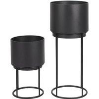 Set of 2 Graphite Metal Circular Planters