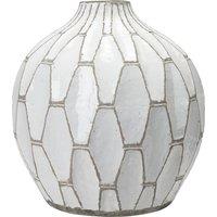 20cm White Stoneware Geometric Vase