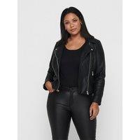 Faux Leather Short Jacket with Zip Fastening