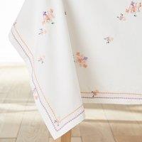 Mellis Embroidered Floral 100% Washed Cotton Tablecloth