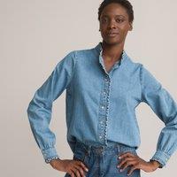 Denim Victorian Collar Shirt with Long Sleeves