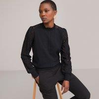 High Neck Jumper in Fine Knit with Lace Detail