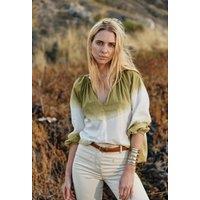 Nicolira Tie Dye Blouse in Cotton with Grandad Collar