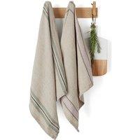 Set of 2 Perrine Thick Woven-Dyed 100% Washed Linen Tea Towels