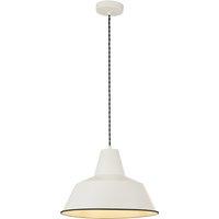 Cream Metal Ceiling Pendant Light with Braided Black Cable