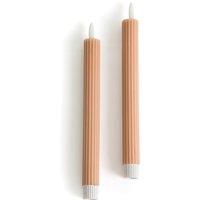 Set of 2 Caspar Ribbed Wax LED Candles