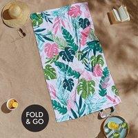 Tropical Palm Cotton Beach Towel in a Bag